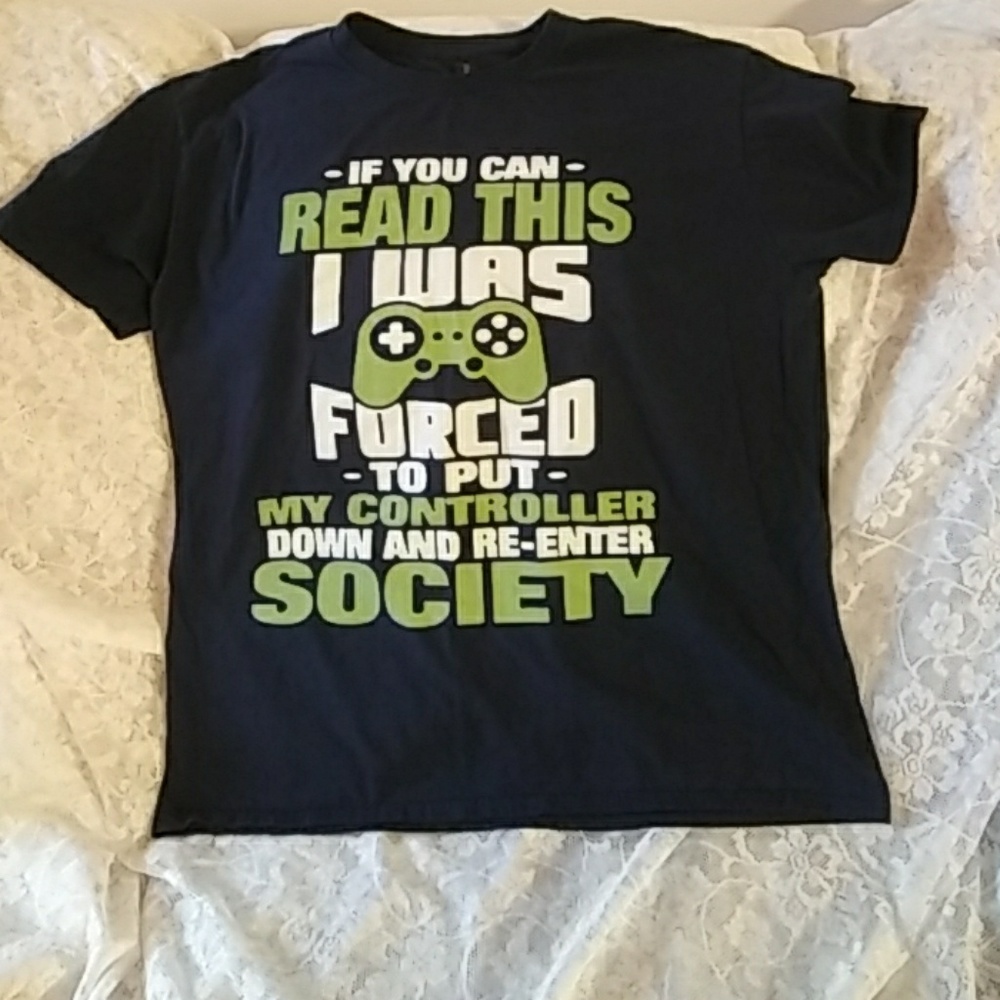 Blue t-shirt with saying
